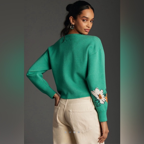 NWT Anthro Sonal Nathwani Camryn Cropped Crewneck Sweater by Maeve Size Small - Picture 4 of 10